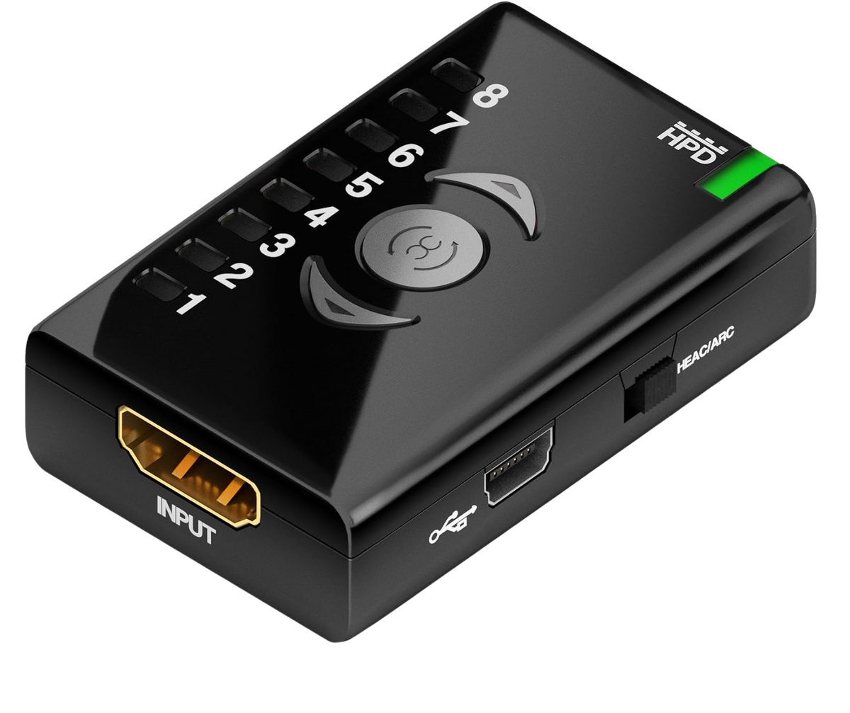 Dr HDMI con tasti dei banchi, ingresso HDMI e indicatore HPD verde