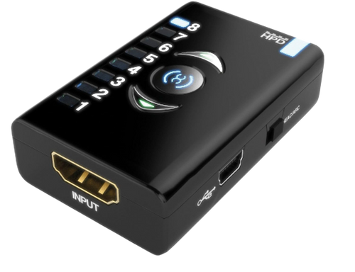 Dr HDMI con ingresso HDMI, porta Mini-USB e LED dei banchi EDID accesi