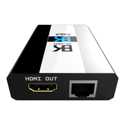 DR HDMI 8K output side with the HDMI OUT port and the RJ45 network port for the web interface