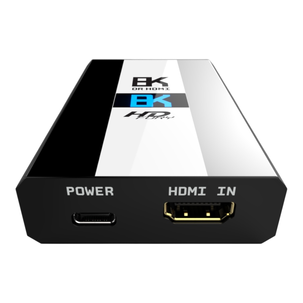 DR HDMI 8K input side with the HDMI IN port and the USB-C power connector